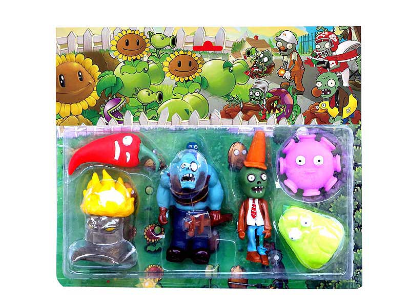 3-5.5inch Latex Plants vs Zombies(6in1) toys