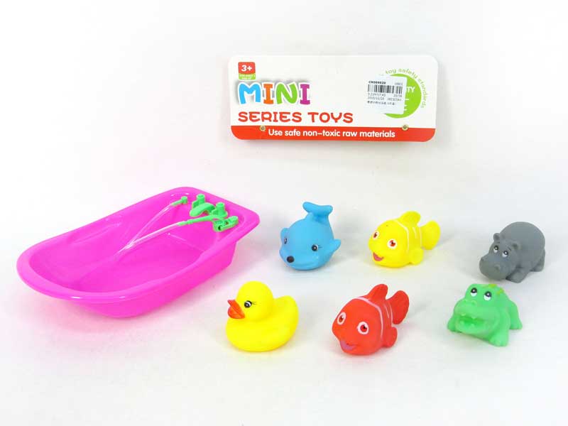 Latex Animal & Tub Set(6in1) toys