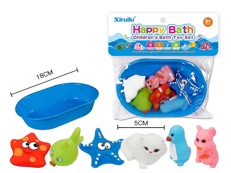 Latex Animal & Tub(6in1) toys