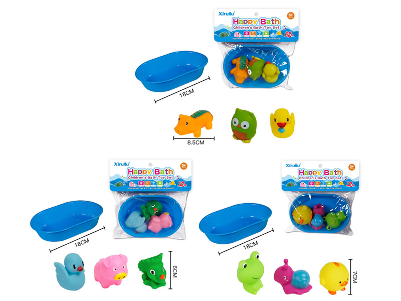 Latex Animal & Tub(3in1) toys