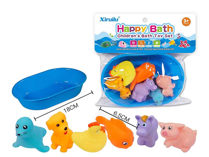 Latex Animal & Tub(6in1) toys