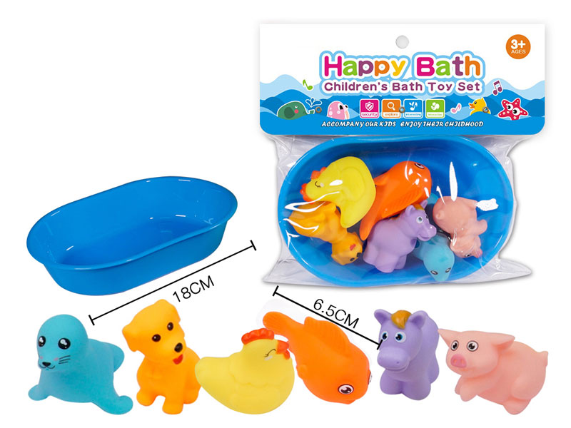 Latex Animal & Tub(6in1) toys