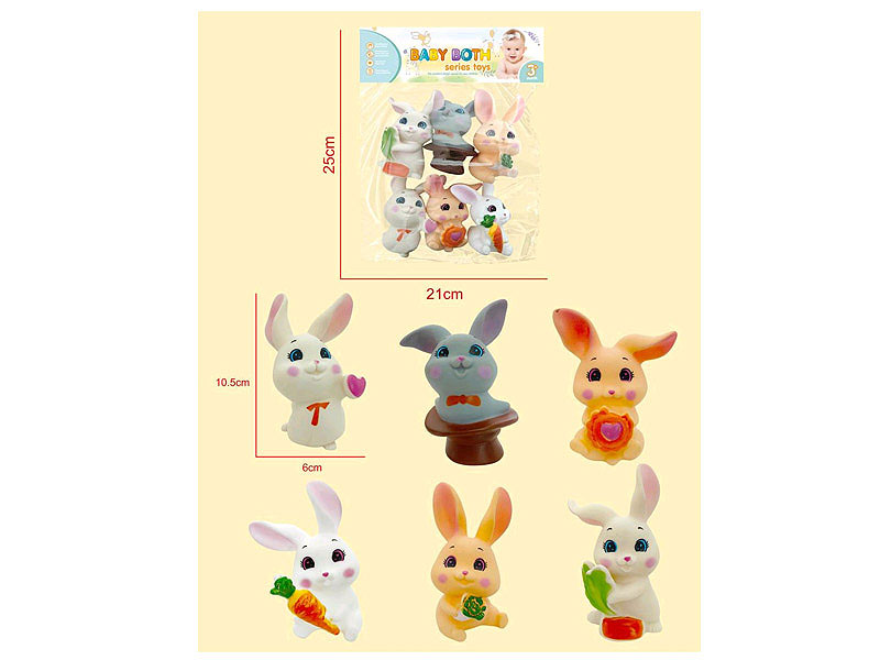 Latex Rabbit W/Whistle (6in1) toys