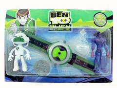 4"BEN10公仔2只+幻影手表+幻影片+2.5"透明公仔