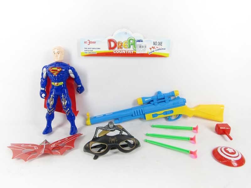 Super Man Set W/L & Soft Bullet Gun toys