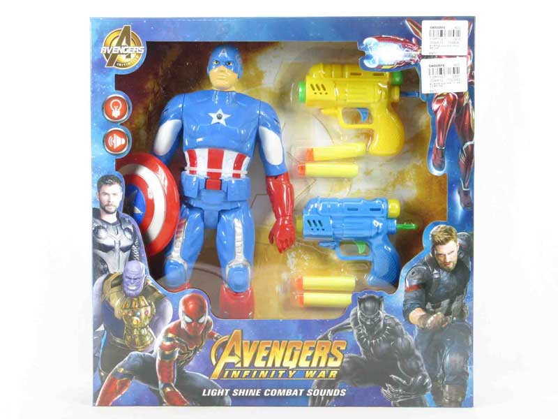 Captain America W/L_S & Soft Bullet Gun toys