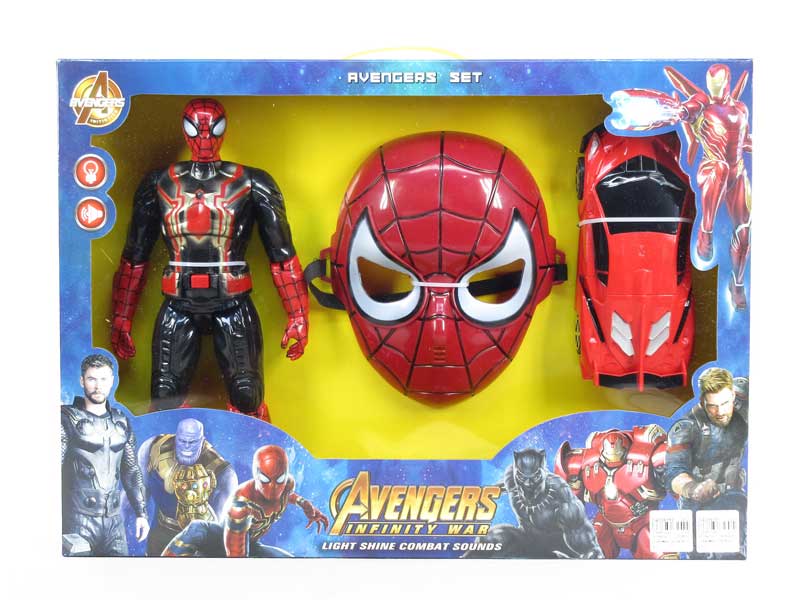 Spider Man W/L_S & Friction Car & Mask toys