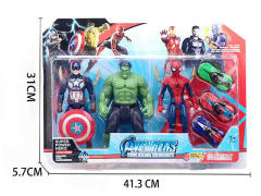 19.5cm Spider Man & Captain America & The Hulk W/L & Pull Back Car toys