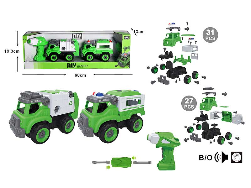 Diy Sanitation Truck W/S_IC(2in1) toys