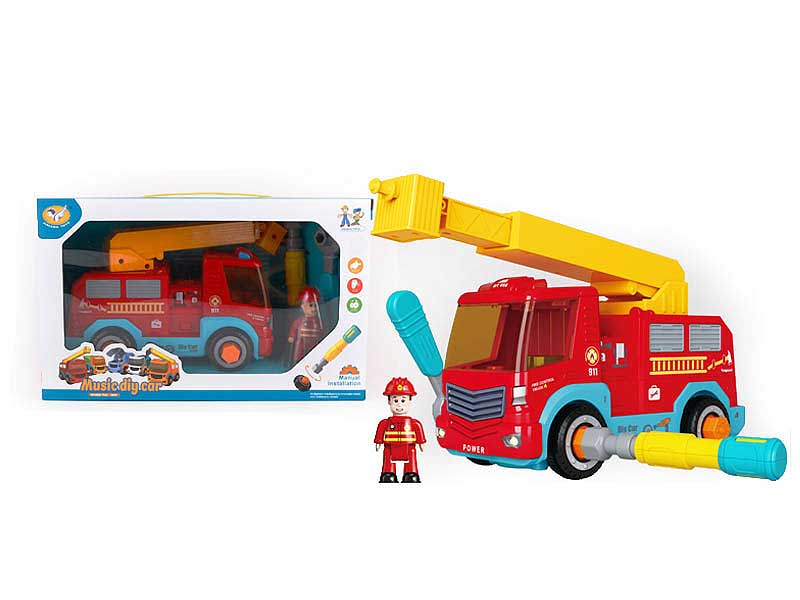 Diy Pull Back Fire Engine W/M toys