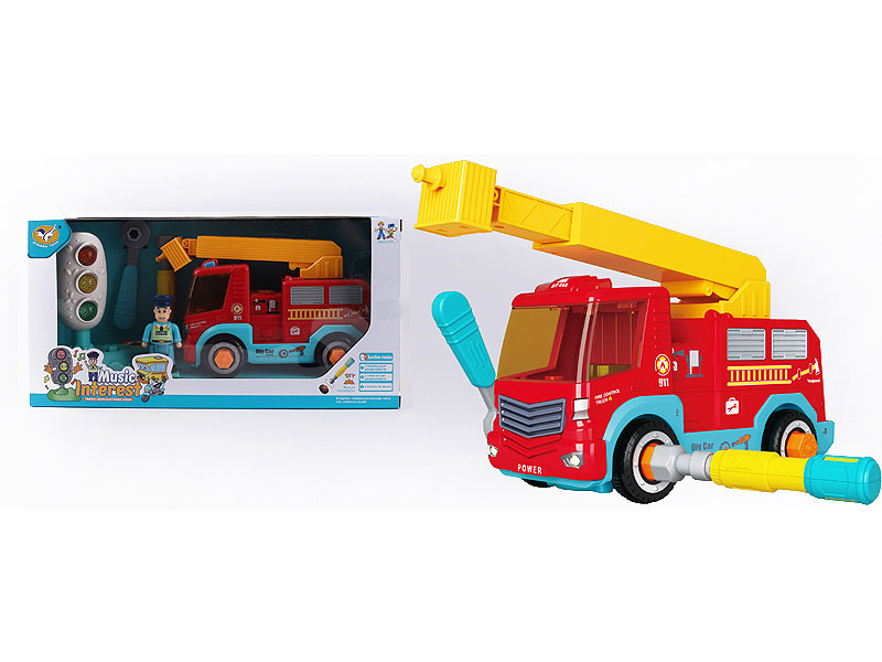 Diy Pull Back Fire Engine W/M & Traffic Lights toys
