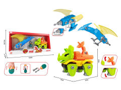 Diy Free Wheel Triceratops & Pterosaur Transforms Electric Drill toys