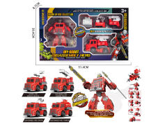 拆装变形机器人消防车套装