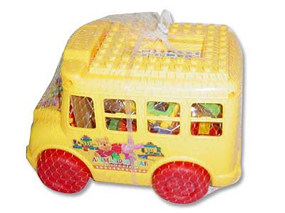 Cartoon brick bus(2Color) toys