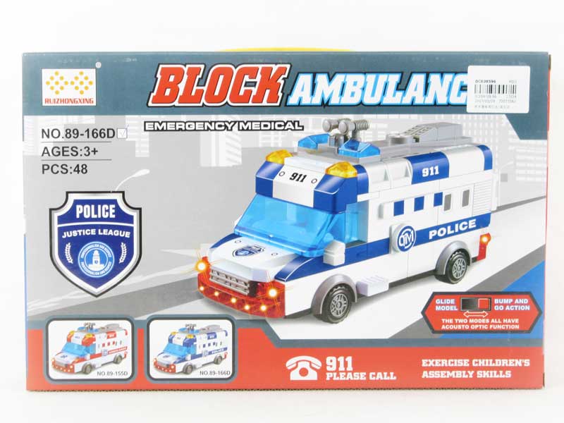 Block Police Car W/L_Song toys