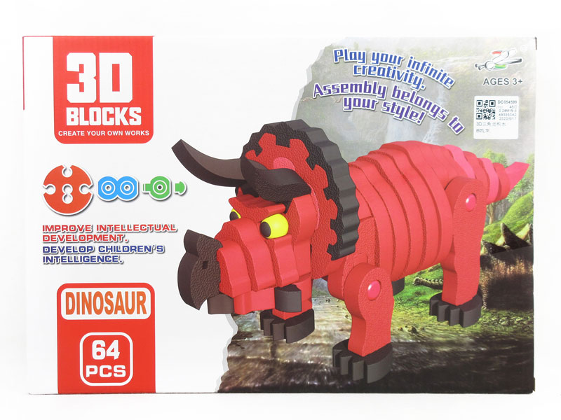 3D Triceratops Building Block toys