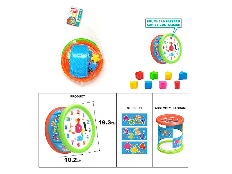 Graphic Cognition Clock Block Drum toys