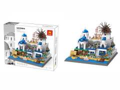 Santorini Fira Greece Blocks(1372PCS) toys