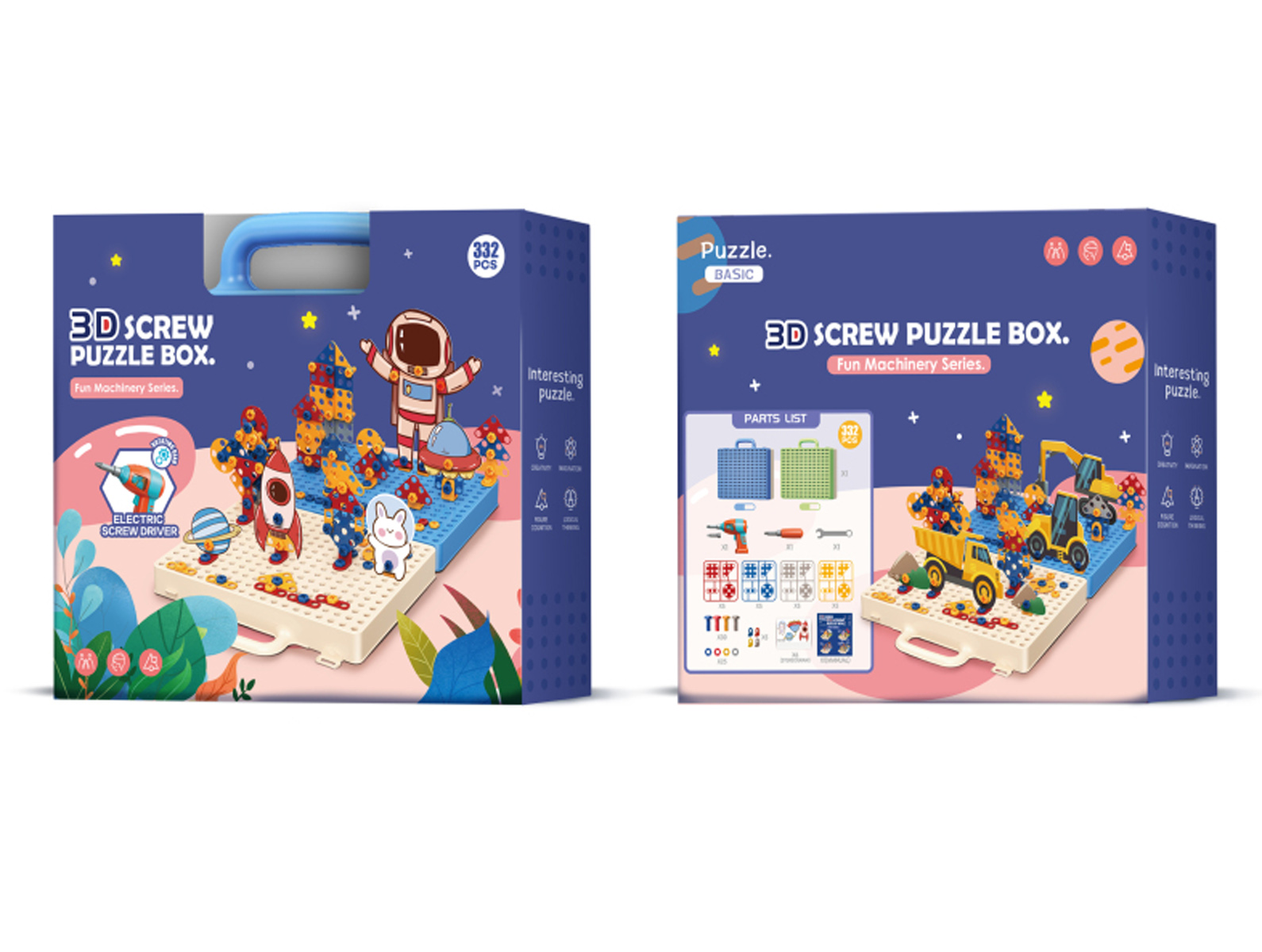 3D Puzzle Set Box With Electrial Drill（332PCS) toys