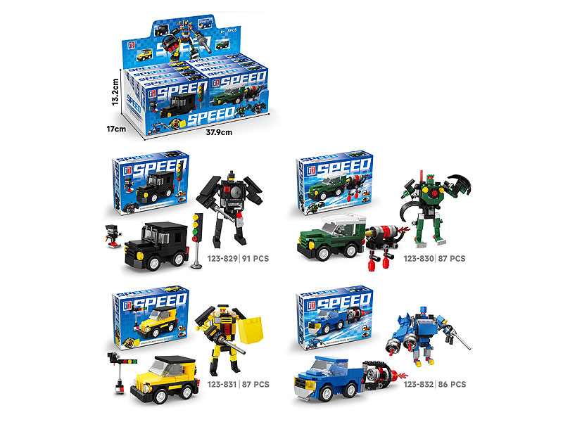 Building Block Return Car Set(8in1) toys
