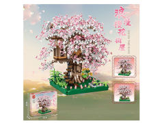 粉色樱花树屋微钻颗粒积木（2000+pcs）