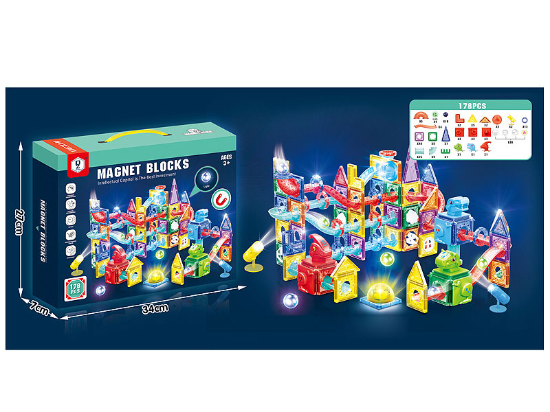 Magnetism Block W/L(178PCS) toys