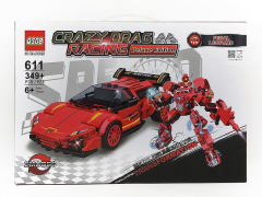 狂放野豹机甲变形赛车积木