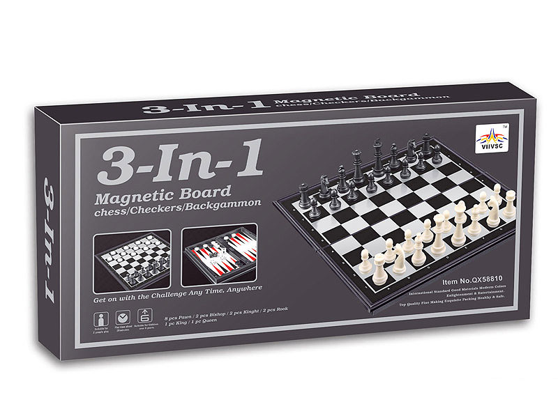 3in1 Magnetic Backgammon Chess toys