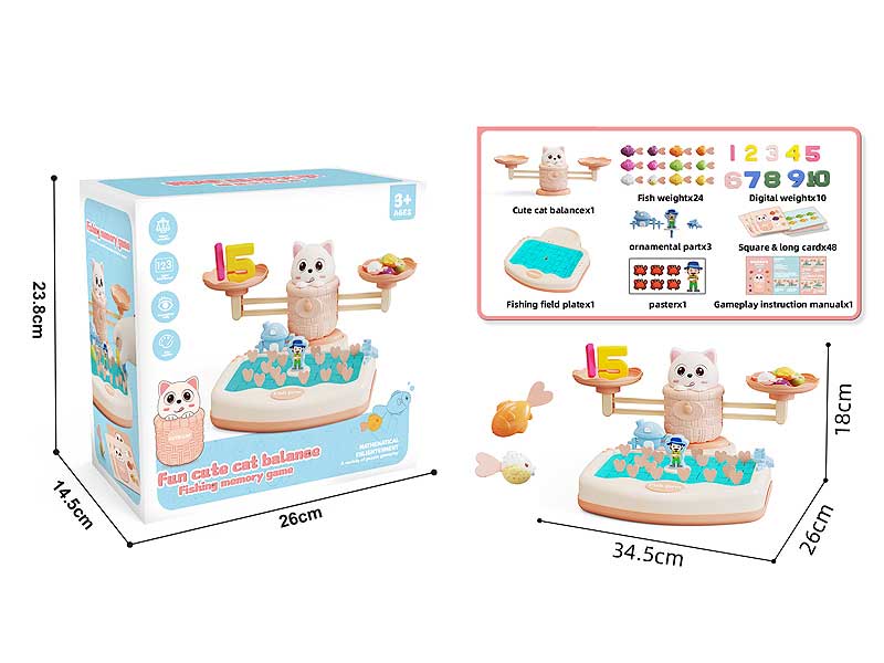 Fun Cute Cat Balance Fishing Memory Game toys