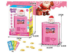 魔法书圣诞老人卡通存钱罐带灯光/音乐