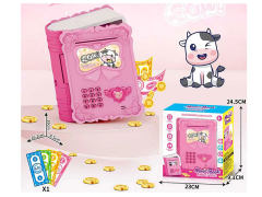 魔法书奶牛卡通存钱罐带灯光/音乐