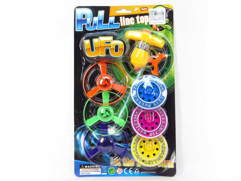 3in1 Top & Pull Line Flying Saucer toys