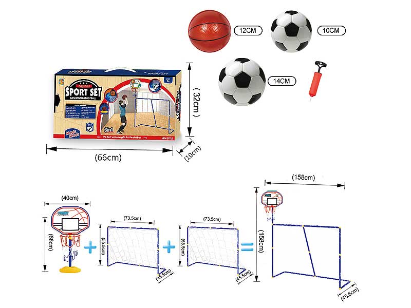 3in1 Basketball Set & Football Set toys