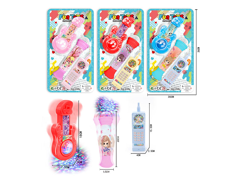 Guitar W/L & Mike W/L & Mobile Telephone toys