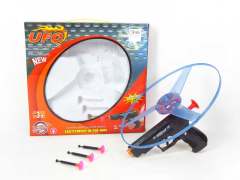 Soft Bullet Gun & Pull Line Flying Saucer W/L