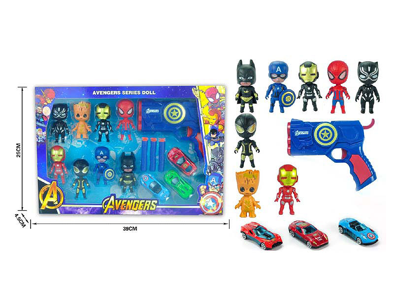 Soft Bullet Gun Set & The Avengers+Die Cast Car toys