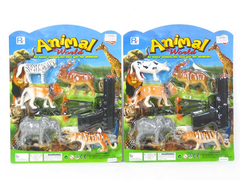Animal Set & Soft Bullet Gun(2S) toys