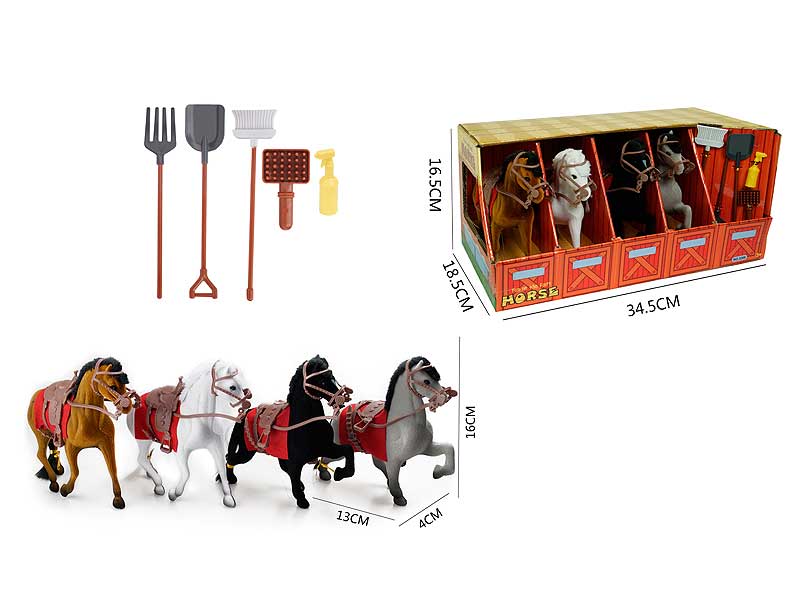 Flocking Horse Set(4in1） toys
