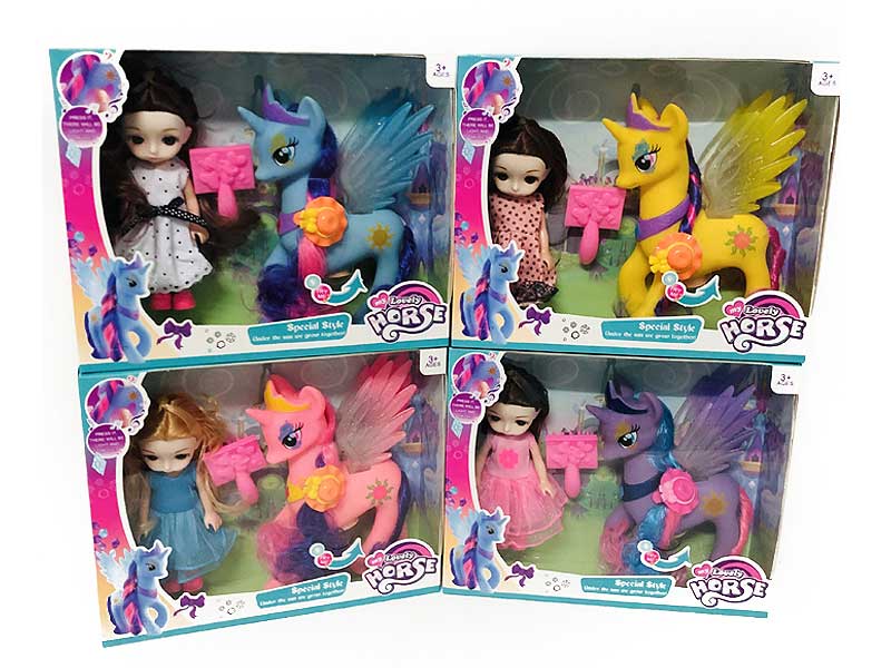 Pegasus Set W/L_M & 6inch Doll(4C) toys