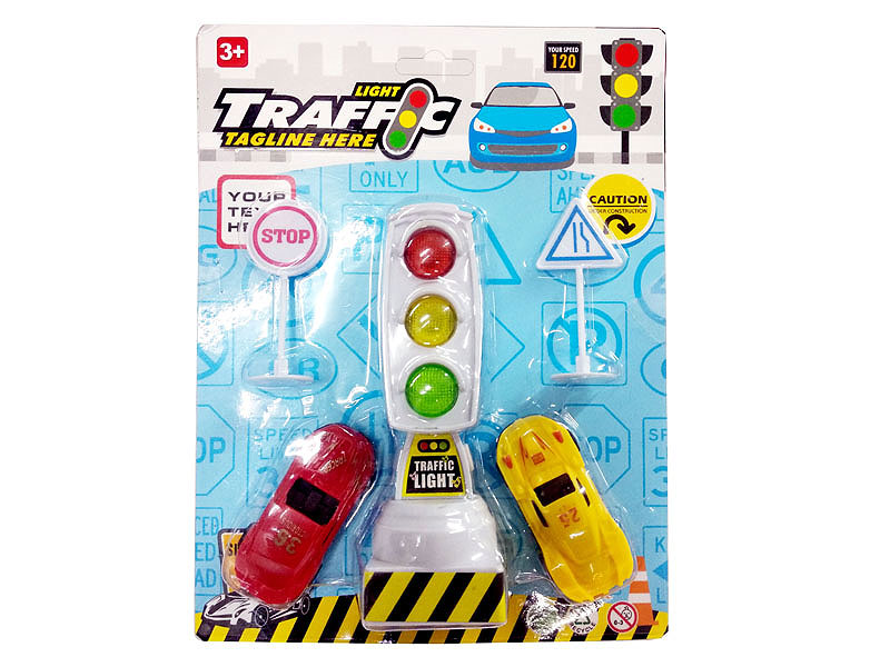 Traffic Lights W/L_IC & Road Signs & Car(2C) toys