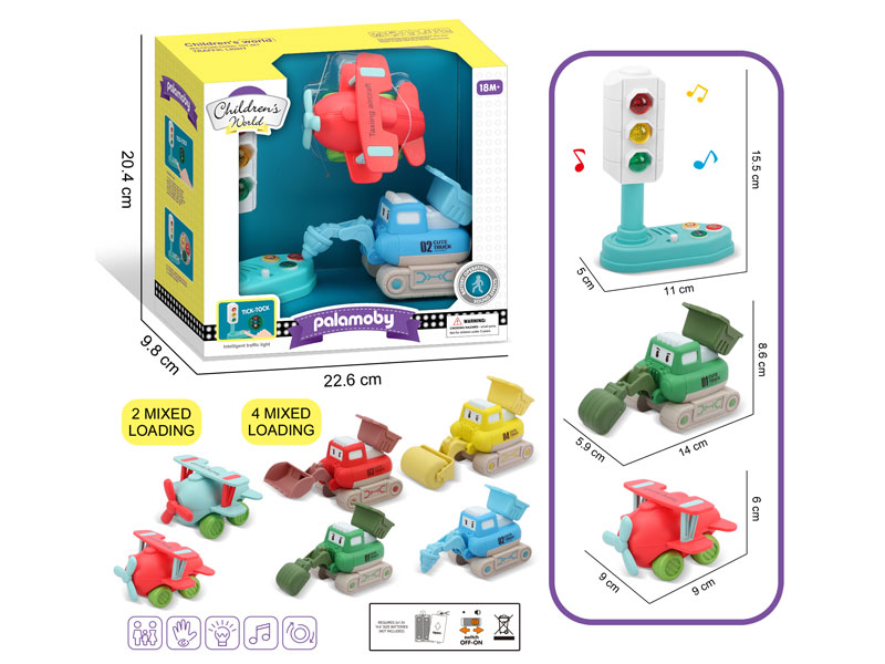 Traffic Light W/L_M & Friction Airplane & Engineering Car toys