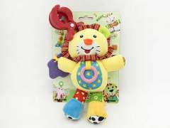 Soft baby toys bell plush lion with music pendant for baby carriage