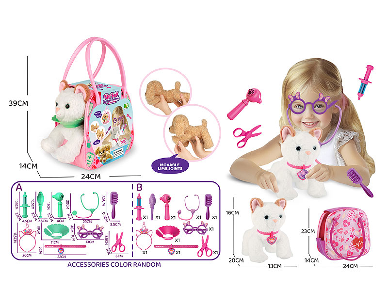 Plush Joint Gray Cat Handbag toys