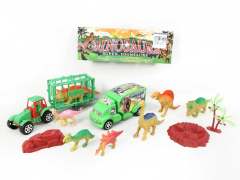 Dinosaur Set & Free Wheel Car