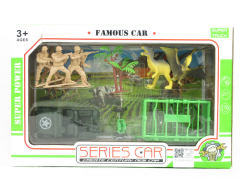 Dinosaur Set & Free Wheel Car