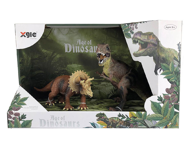 Squatting Tyrannosaurus Rex & Triceratops toys
