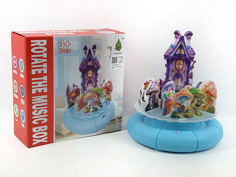 B/O Rotating Cartoon Building Music Box toys