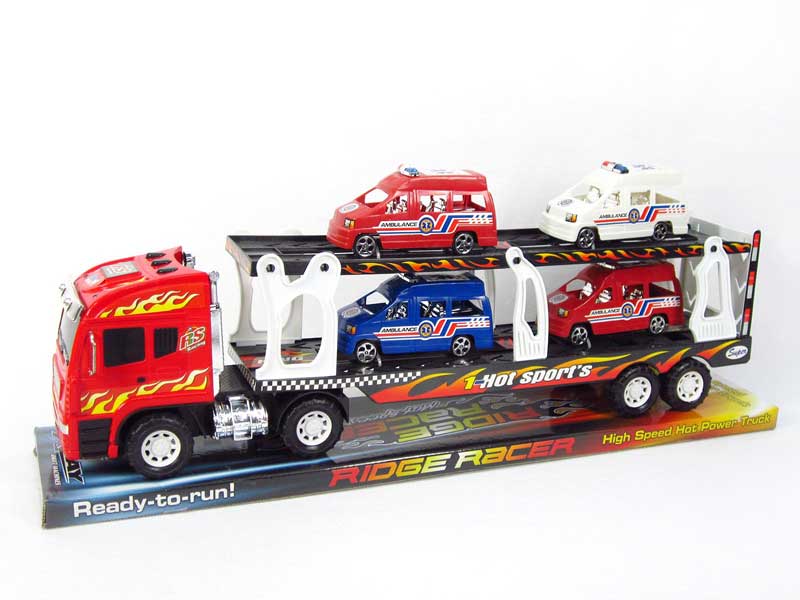 Friction Truck Tow Police Car W/L_M(2C) toys